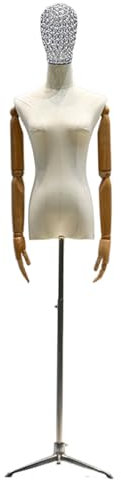 Schaufensterpuppe Weiblich Torso Gepaart mit Ausgewähltem Schmutzabweisendem Leinen, Das Verdickte Chassis Ist Stabil und Wackelt Nicht, Schneiderpuppe Verstellbar Anwendbar auf Kleiderständer, Boutiq