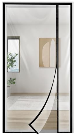 Transparent Thermal Insulated Door Curtain, Reversible Left or Right Side Opening, Screen Door Auto Closer Fits Doors Up to 36 x 82, to Keep Warm in Winter Cool in Summer for Air Conditioner Room