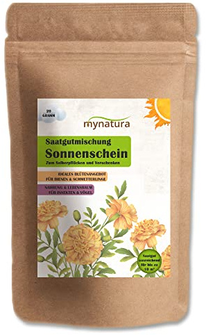 mynatura Saatgutmischung Sonnenschein Ringelblumen Pflanzensamen | Pflanzgut | Keimlinge | Samenkörner | Gartenbau | Landwirtschaft | Saatgut | Sortenvielfalt (1x20g)