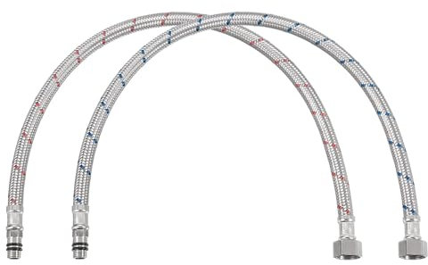 QUARKZMAN 20 Zoll langer Wasserhahn-Zulaufschlauch, 2 Stück G3/8 weibliches Kompressionsgewinde x M10 männlicher Anschluss, geflochtener kurzer Zulaufschlauch aus 304 Edelstahl