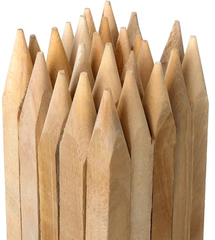 ABAZO, Bacchette in legno di faggio, pali in legno, ideali per pali di recinzione, giardinaggio e fai da te, robuste aste in legno, diametro 25 mm, lunghezza 40 cm, quadrate, 25 pezzi