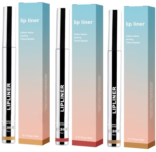 Aderier Lip Liner Peel Off Lip Liner Tattoo, 3Pcs Peel Off Lip Stain, Long Lasting Lip Stain Peel Off, Infused with Hyaluronic Acid & Vitamin E(MUAH & HEY & LOVER)