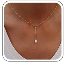 TseenYi Gold Perlen Lariat Halskette - Vintage Y-Form - Perle Anhänger - Frauen Schmuck
