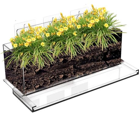 Uozonit Vasi di fiori per finestre, vasi da fiori per davanzale della finestra, senza foratura, trasparenti per davanzale della finestra, moderno contenitore per fiori con adesivi a ventosa, vaso