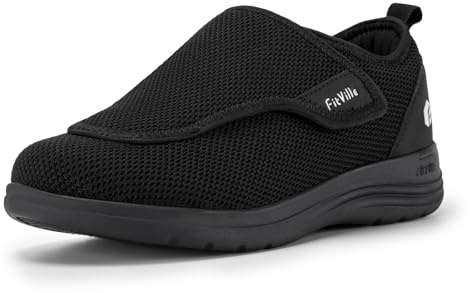 FitVille Womens Diabetic Shoes Extra Wide Fit Trainers, Adjustable Easy Close Orthopedic Slippers for Swollen Feet Plantar Fasciitis 7 UK Wide