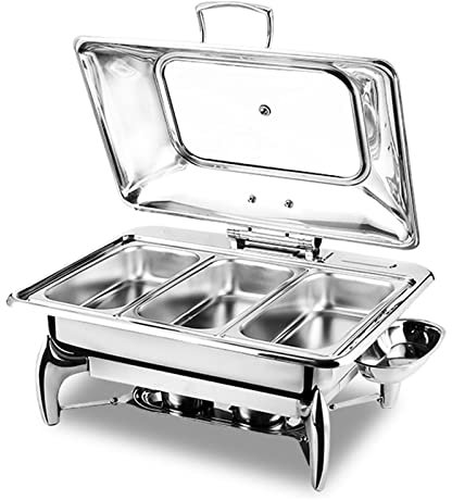 Juego de platos para buffet – Servidor de catering profesional para cocina, fiesta, banquete, chafers con cubiertas visibles y soporte de combustible