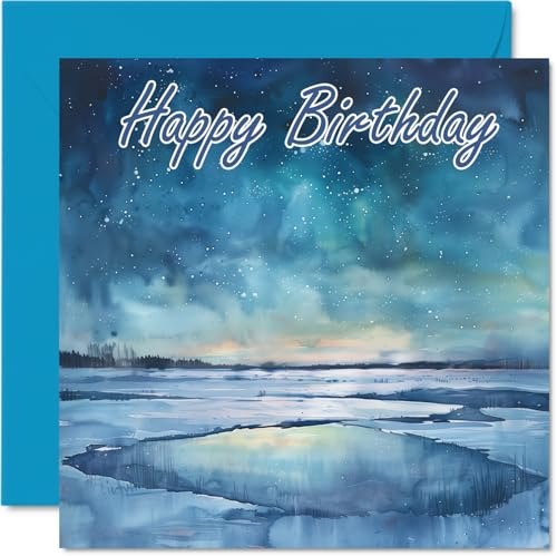 Stuff4 Geburtstagskarten für Frauen und Männer – Aquarell-Eis – Happy Birthday Karte für Mutter, Vater, Bruder, Schwester, Onkel, Tante, Cousin, Großvater, Nanny, Freund, 145 mm