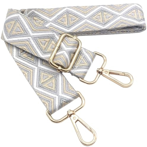 Verstellbarer Schultergurt für Taschen Mehrfarbig, Taschengurte zum Wechseln, Taschengurt Breit mit Karabiner Gold, 80-130 cm Tragegurt Tasche für Damen Schulterriemen, Handtasche, 3.8cm，012