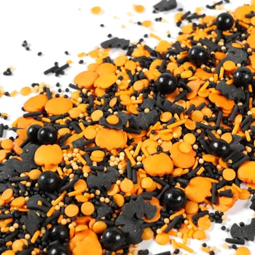 Streuselheld Halloween Party 80g Fledermaus und Kürbis Zuckerstreusel | gruseliger Sprinkles-Mix als Topping für Monster Muffins essbare Deko-Streusel für gruselige Cupcakes oder Halloween-Kekse