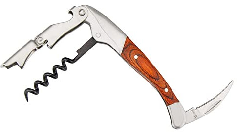 WIPPWER Abrelatas Abrelatas Abrebotellas con Mango de Madera Cocina Abrelatas de Corcho Tornillo de Botella