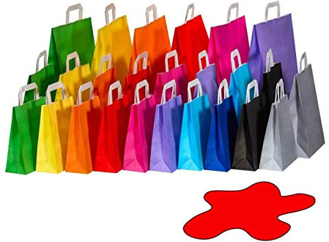 VEPATIM 250 Papiertragetaschen Papiertaschen Flachhenkel 18x8x22cm rot 70gr.