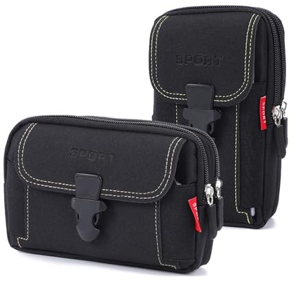 2 Stück Handy Gürteltasche - Schwarz Gürteltasche Herren, Multifunktionale Bauchtasche, Handytasche für Radfahren,Bauchtasche Tasche für Outdoor Camping Wandern Radfahren Klettern