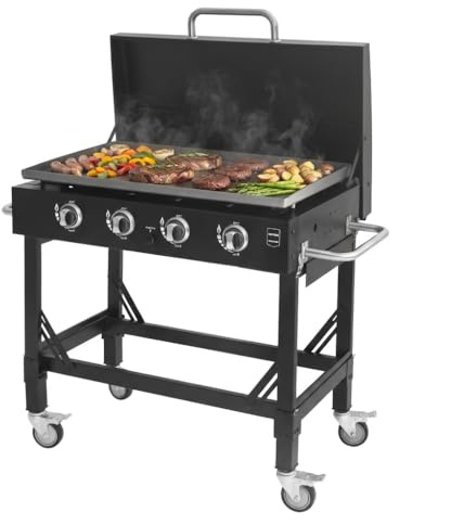 METRO PROFESSIONAL 4-Hauptbrenner Gasgrill Dayton, Grillfläche 53 x 87 cm, fahrbar, Schutzabdeckung, Stahl, schwarz