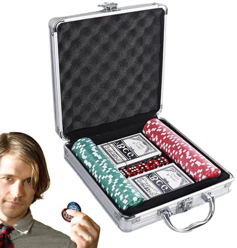 Generico Jeu de jetons de Poker - Ensemble Professionnel avec boîtier en Aluminium | de Poker pour Texas Hold'em, Blackjack, Tournois de Cartes, Club de Jeu, Poker, Jeu de de Luxe