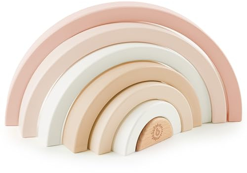 Bieco Ella, torre impilabile in legno per bambini, torre decorativa per giochi Montessori, impilabile a partire da 1 anno