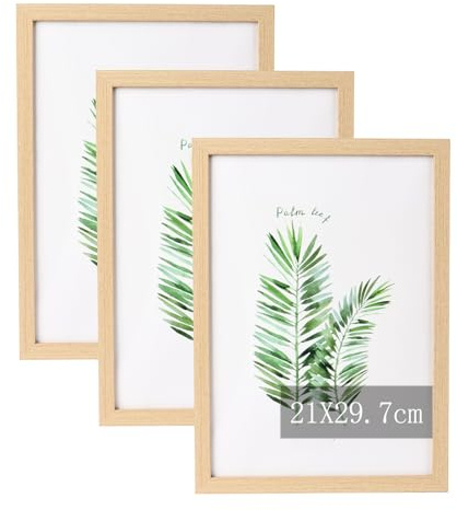 KPYZLBD 3 Stück Bilderrahmen A4 Holz, Acrylglas, Schwarz, für Kinderzeichnungen und Kunstwerke, zum Aufhängen