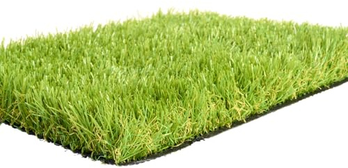 Tapis de gazon synthétique pour extérieur naturel doux drainant – Hauteur herbe 40 mm – Pour jardin, piscine, terrasse, résistant aux intempéries – Rouleau 1 x 5 m
