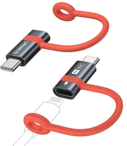 GIANAC Lightning to USB C Adapter (2 Pack) Lightning to USB C, 60W, Fast Charging with Anti-Lose Cable for iPhone15/15 Pro/MAX, Galaxy S24/S23, iPad Pro/Air and Other Type C Devices,Not for Audio
