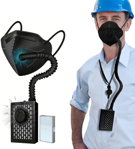 Rsenr Smooth Breathing,Electric Air-Powered Air Purifier Mask with Fan Replaceable Filters, Includes HEPA Filter,Reusable Respirator Face Mask for Dust Work,Sleeping Outdoor Sports Housework