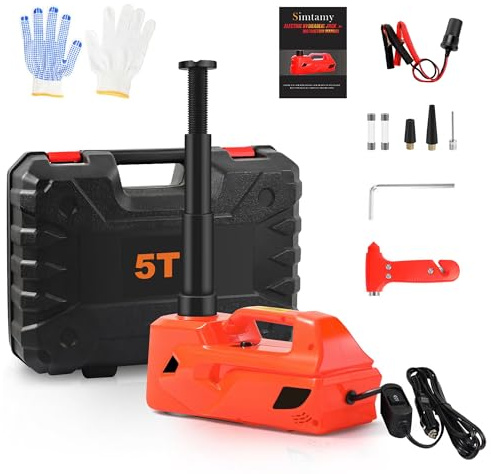 SROCHN 5 Ton Electric Car Jack, Lifting Range 13.5-45cm, 12V Portable Hydraulic Jack Kit, for Car Repair Vehicle Maintenance Roadside Assistance Use