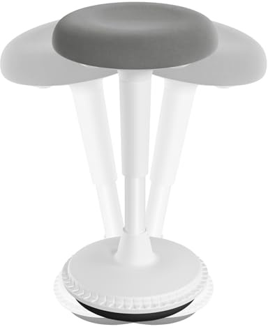 WOLTU Ergonomischer Stehhocker, 360° neigbarer Bürohocker, Grau+weiß