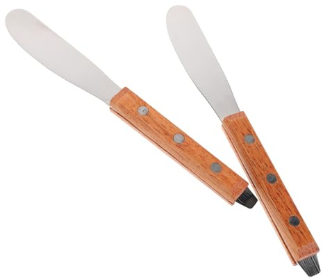 Edelstahl Wachsspatel 2 Stück für Haarentfernung mit Wachs | Holzgriff, Antihaft, Sanft zur Haut, zum Auftragen von Gesichtsmasken, für Zuhause und Schönheitssalons