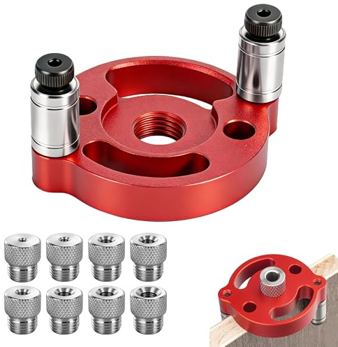 Bohrschablone, Bohrhilfe Senkrecht Bohren mit 3/4/5/6/7/8/9/10 mm, Bohrlehre Holzbearbeitungs Bohrführung Bohrlocher Locator Vertikale Bohrwerkzeuge, Bohrbuchsen Schnelle und Präzise (Rot)