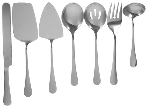 SHOWERORO Ensemble De Service Pâtisserie 7 Pièces En Acier Inoxydable 12 Pouces, Coupe-gâteau Large Et Fourchette, Ustensiles Pour Buffet, Fête Et Banquet, Vaisselle Solide Cuisine Professionnelle