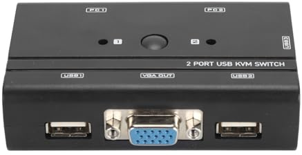 EIMSOAH Switch KVM VGA per Computer Switch KVM VGA Affidabile a 2 Porte per Condivisione di 2 PC 1 Monitor Video Tastiera Mouse Scanner Stampante Dispositivi USB, Display Ad Alta Risoluzione per