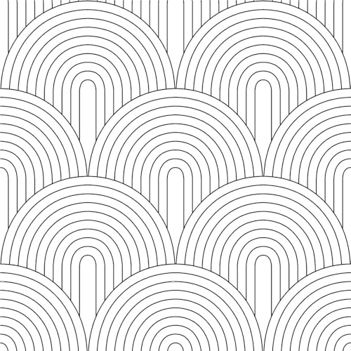 Papier peint autocollant géométrique noir et blanc - 44,5 x 1000 cm - Papier peint à rayures abstraites - Style bohème - Film adhésif pour meubles - Pour salle de bain, salon, chambre à coucher