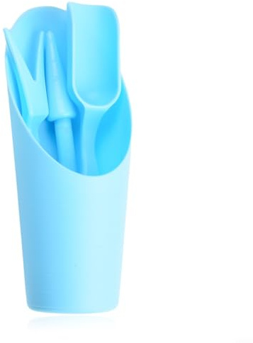 Set di 4 attrezzi da giardino in plastica, per trapianto di piante grasse, con pala, cucchiaio, forchetta, spatola, per vivaio, serra, giardinaggio (blu)