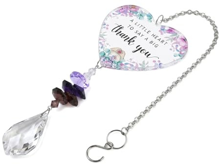 Thank You Gifts for Women, Crystal Suncatcher Heart Ornament, Birthday Gifts for Female Friends, Retirement Leaving Gifts for Colleagues, Teacher, Nurse, Mum, Crystal Hanging Decoration for Garden