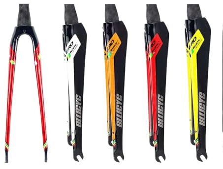 TANGSIYANG Cykelgaffel Gloss 700 x 25C vägcykel kolfibercykel för vuxna, skiv-/fälgbroms, rund/koniskt rör, kolfiber framgaffel (gul-tapered-skiva)