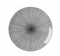 Ritzenhoff & Breker Takeo Stripes Speiseteller, 26 cm, Runder Teller mit vollflächigem Dekor, Skandinavisches Design, Mix-&-Match-Geschirr, Porzellan, Weiß und Schwarz