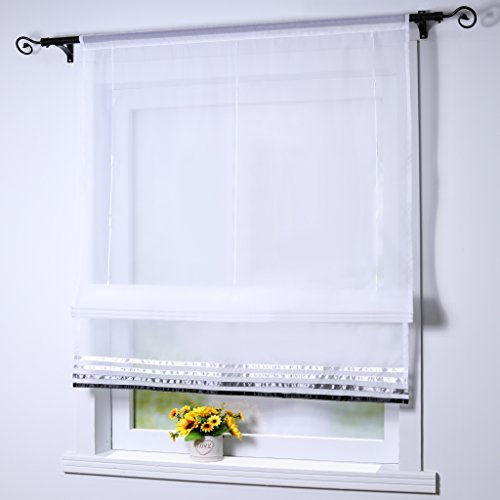 Joyswahl Raffrollo Voile Raffgardinen mit Tunnelzug Lara Gardinen BxH 80x155cm Weiß 1er Pack