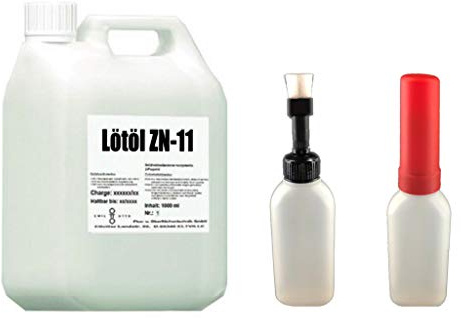Flussmittel ZN-11 1.000 ml, wässrig, gebrauchsfertig, speziell zum löten von Zink, Titanzink u. verzinkten Blechen + Pinselflasche mit KISI-Verschluss, 100 ml Fassungsvermögen (unbefüllt)