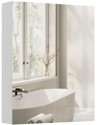 HOMCOM Bademöbel Spiegelschrank Badeschrank Hängeschrank Badezimmer Spiegel Schrank (60 x 15 x 75 cm)