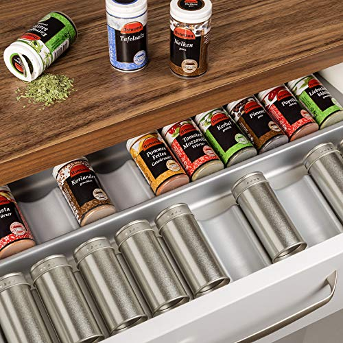 ORGA-BOX® Gewürzgläsereinsatz Gewürzdoseneinsatz / 510 x 28 x 480 mm/silbergrau/für Häcker 60er Korpusbreite