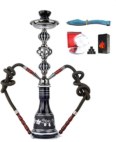 JHKJ Pipa de Agua Shisha Bar Salón para Fumar Pipa de Agua de Vidrio Conducto Coincida con el Clip de Carbono Libre Y Papel de Aislamiento Térmico, Sistema de Shisha