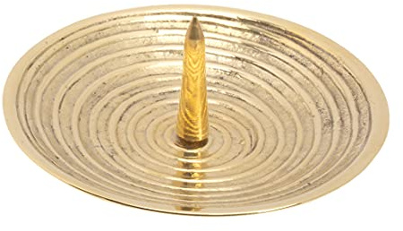 NKlaus Kerzenteller kerzenteller Gold 10cm, für Kerzen, Messing, 1 Stück | Höhe: 1,5 cm; Ø 10 cm; Ø 8 cm; 3,3 cm; 0,6 cm; 1,5 cm; kerzenteller mit schraube