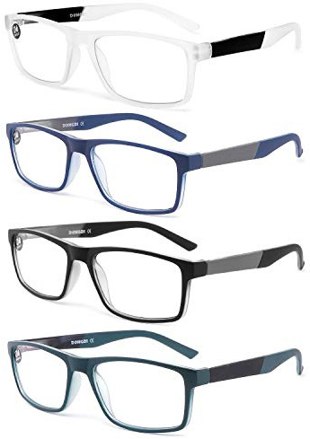 DONGDI Blue Light Blocking Reading Glasses 4 Pack Computer Readers for Women Men,Anti Glare UV Ray Filter Eyeglasses… (4mix colors, 2.50)