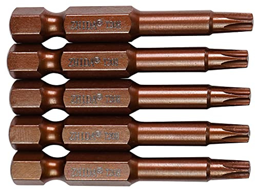 ZHIDA Security Torx T20H Schraubendreher-Bits T20 mit Loch 5 PC, Grau