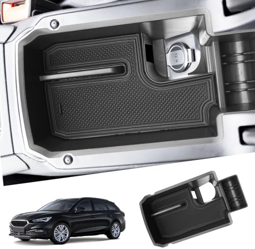 SHAOHAO Kompatibel mit Seat Leon MK4 KL1 KL8 FR ST/Cupra Formentor 2020-2025 Mittelkonsole Aufbewahrungsbox Armlehne Organizer, Mittelarmlehne Handschuhfach seat leon Zubehör (Schwarz)