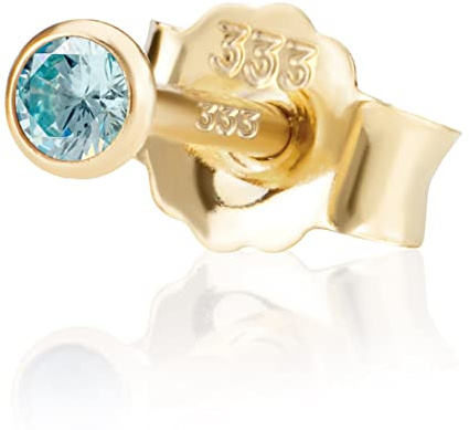 NKlaus Einzel 2,5mm 333 Gelb Gold 8 K Ohrstecker Drittohrstecker, Ersatzohrstecker Einzelohrstecker Zirkon Butterfly Verschluss Damen Mädchen