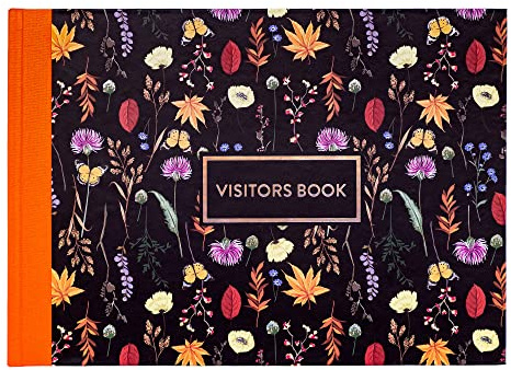 Pukka Pad, Bloom A4 Visitors Book – 96 Pages with 768 Entry Spaces – Includes Record Date, Name, Address, and Comment Fields – 120 GSM Paper – Black
