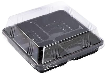 Crysdaralovebi 20/50pcs 4 Pack Moon Cake Baking Packaging Box Egg-Yolk Puff Container Plastic Cake Box Mooncake Baking Tray Boxes Holder (20pcs,12.5x12.5x4.5cm)