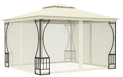 Leepesx Pavillon mit Netz, Gartenpavillon, Pergola, Wasserdicht, Garten Pavillion, Partyzelt, Grillpavillon, überdachung Terrasse, Anstellpavillon, Pool Pavillon, 300x300x265 cm Creme