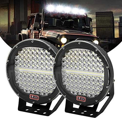 PICAA 2tlg Schwarz 9 Zoll 294W Rund LED Arbeitsscheinwerfer, Led Lightbar Fahrlicht für Auto Offroad 4X4 Traktor LKW 12V 24V, 6000K Weiß Led Scheinwerfer