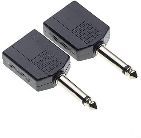 Keple 6,35-mm-Mono-Klinkenstecker auf 2 x Twin 6,35-mm-Mono-Klinkenbuchse Splitter-Adapter Dual Mono 1/4 Y-Adapter, 2 Stück