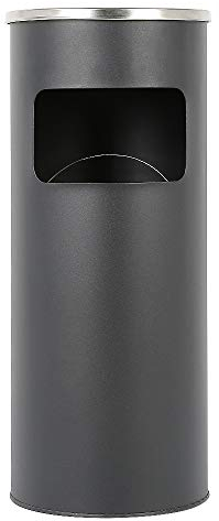 Poubelle avec Cendrier pour Extérieur, Cendrier sur Pied en Acier Inox avec Poubelle, Poubelle Cendrier Hauteur 60 cm- À l'intérieur et à l'exterieur (Noir/1)